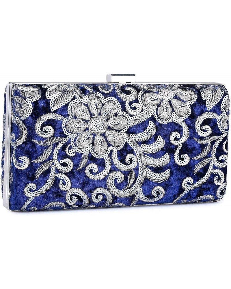 Evening Bag Both Side Sparkly Bag， Ladies Elegant Suede Embroidered Clutch for Wedding Party Disco (Color : Blue) Black $31.8...