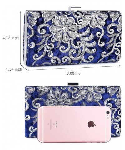 Evening Bag Both Side Sparkly Bag， Ladies Elegant Suede Embroidered Clutch for Wedding Party Disco (Color : Blue) Black $31.8...