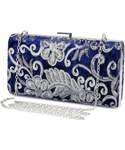 Evening Bag Both Side Sparkly Bag， Ladies Elegant Suede Embroidered Clutch for Wedding Party Disco (Color : Blue) Black $31.8...