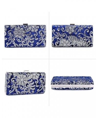 Evening Bag Both Side Sparkly Bag， Ladies Elegant Suede Embroidered Clutch for Wedding Party Disco (Color : Blue) Black $31.8...