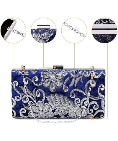 Evening Bag Both Side Sparkly Bag， Ladies Elegant Suede Embroidered Clutch for Wedding Party Disco (Color : Blue) Black $31.8...