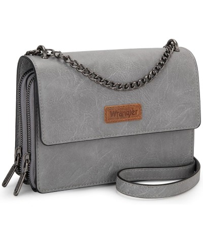 Flap Crossbody Purse for Women Western Organizer Wallets with Chain Strap Opal Gray $18.90 Crossbody Bags