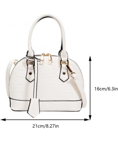 Casual Stone Texture Shoulder Bag Adjustable Strap Large Capacity Women Shell Tote Handle Bag Versatile Commuting Purs White ...