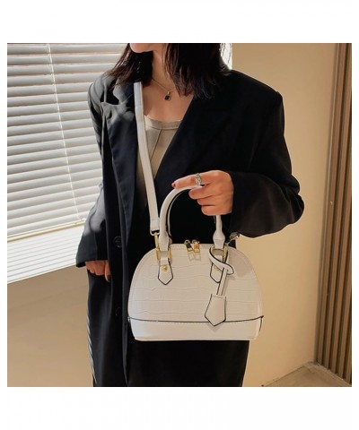 Casual Stone Texture Shoulder Bag Adjustable Strap Large Capacity Women Shell Tote Handle Bag Versatile Commuting Purs White ...