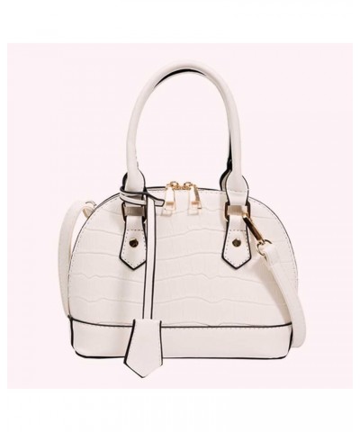 Casual Stone Texture Shoulder Bag Adjustable Strap Large Capacity Women Shell Tote Handle Bag Versatile Commuting Purs White ...