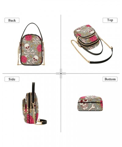 Skull Roses Crossbody Bags for Women Cross Body Purses Shoulder Bag with Chain Strap for Gifts $13.77 Crossbody Bags