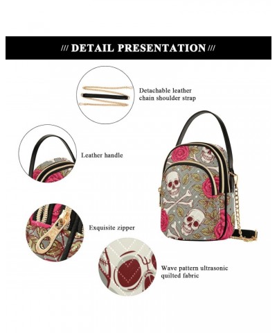 Skull Roses Crossbody Bags for Women Cross Body Purses Shoulder Bag with Chain Strap for Gifts $13.77 Crossbody Bags