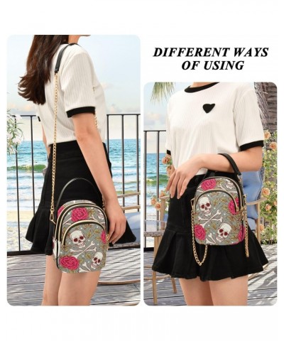 Skull Roses Crossbody Bags for Women Cross Body Purses Shoulder Bag with Chain Strap for Gifts $13.77 Crossbody Bags