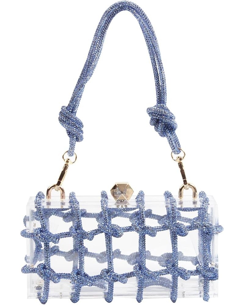 Diamante hand Bag. Rhinestone Evening bag. Hardbodied acrylic handbag. Gift for her. Sparkling rope handbag Blue $47.48 Eveni...