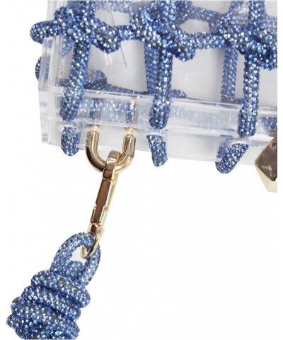 Diamante hand Bag. Rhinestone Evening bag. Hardbodied acrylic handbag. Gift for her. Sparkling rope handbag Blue $47.48 Eveni...