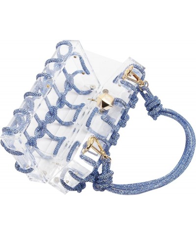 Diamante hand Bag. Rhinestone Evening bag. Hardbodied acrylic handbag. Gift for her. Sparkling rope handbag Blue $47.48 Eveni...