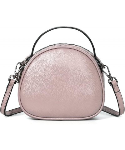 Shoulder Bags and Purses for Women Genuine Leather Top-Handle Satchel Fashion Round Handbag Retro Tote Pink Pink $34.79 Totes