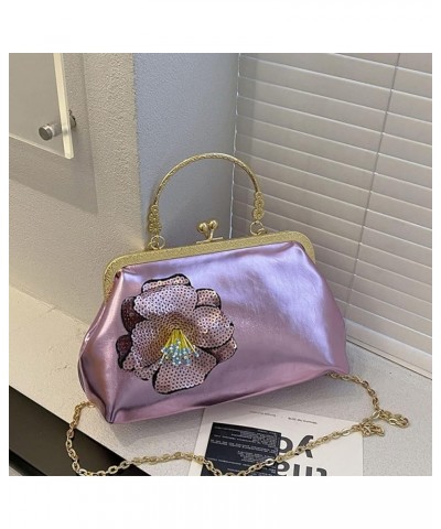 Women Vintage Sequin Handbag Clutch Evening Bag Purse Shoulder Bag Kiss Lock Top-Handle Satchel Chain Crossbody Bag Pink $32....