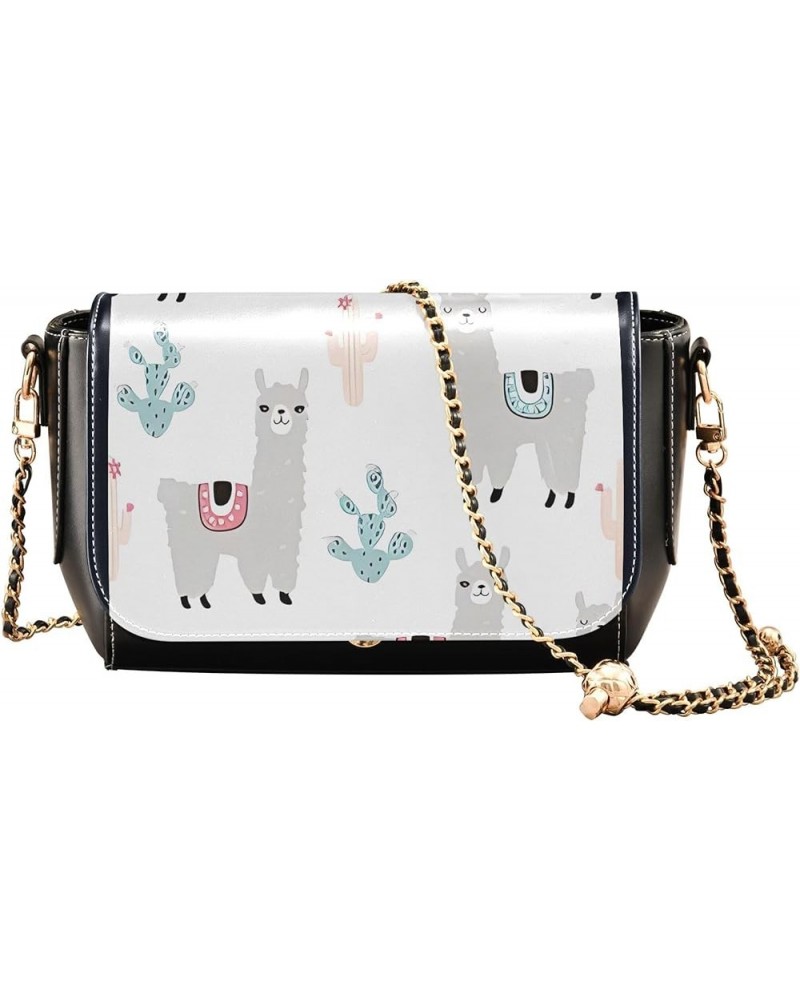 Cute Panda Bears Bamboo Crossbody Bags for Women Printed PU Leather Shoulder Bag Phone Purse with Chain Strap Cute Cacti Llam...