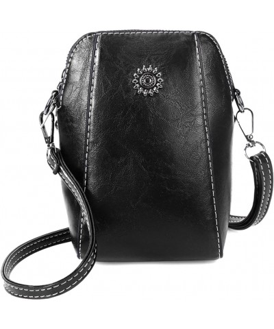 Cesssfle Leather The Happy Wind Purse Retro All-Match Vertical Cellphone Crossbody Purse for Women Small Crossbody Purse 01-b...