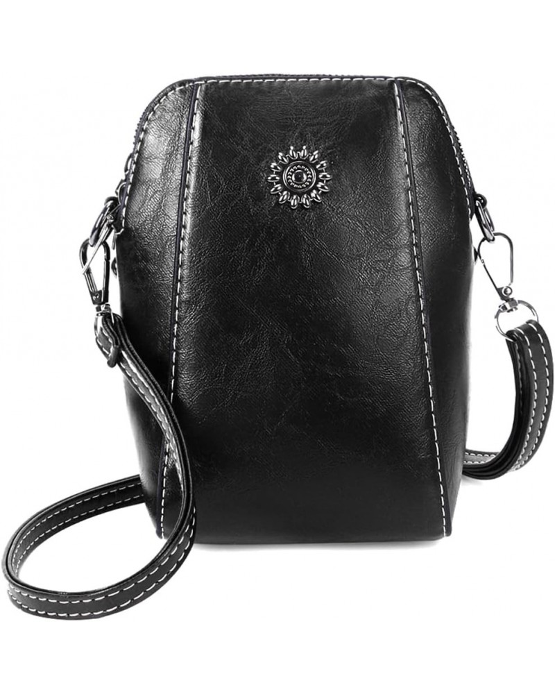 Cesssfle Leather The Happy Wind Purse Retro All-Match Vertical Cellphone Crossbody Purse for Women Small Crossbody Purse 01-b...