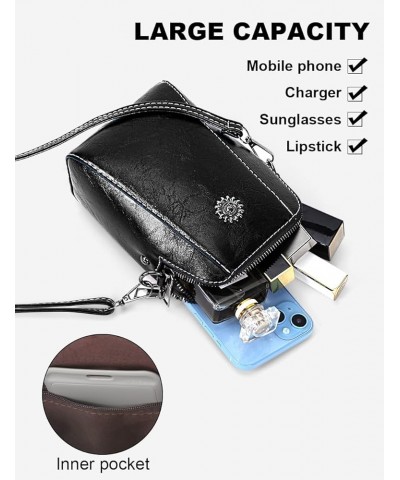 Cesssfle Leather The Happy Wind Purse Retro All-Match Vertical Cellphone Crossbody Purse for Women Small Crossbody Purse 01-b...