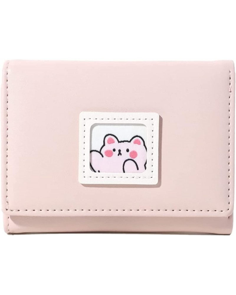 Cute Bear Rabbit Dinosaur Picture Small Women Wallet Leather Trifold Girls Credit Card Case Holder Organizer Coin Purse with ...