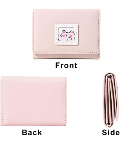 Cute Bear Rabbit Dinosaur Picture Small Women Wallet Leather Trifold Girls Credit Card Case Holder Organizer Coin Purse with ...