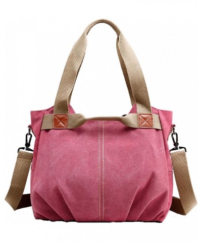 Women Casual Vintage Hobo Canvas Daily Purse Top Handle Shoulder Tote Shopper Handbag Rose $25.98 Totes