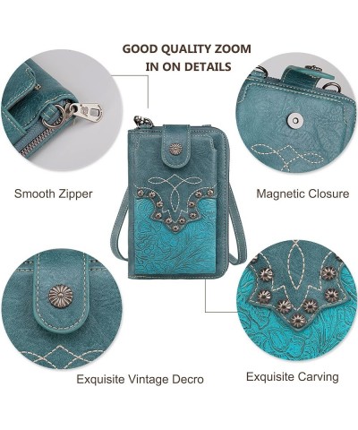 Small Crossbody Cell Phone Purses for Women Western CellPhone Wallet Bags with Coin Pocket Z-turquoise 2005 $17.48 Crossbody ...