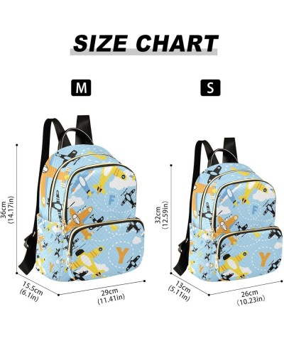 Women Backpack Cartoon Yellow Helicopter Blue Anti-Theft Travel Backpack with Luggage Belt Lightweight Handbag Lady Purse Roo...