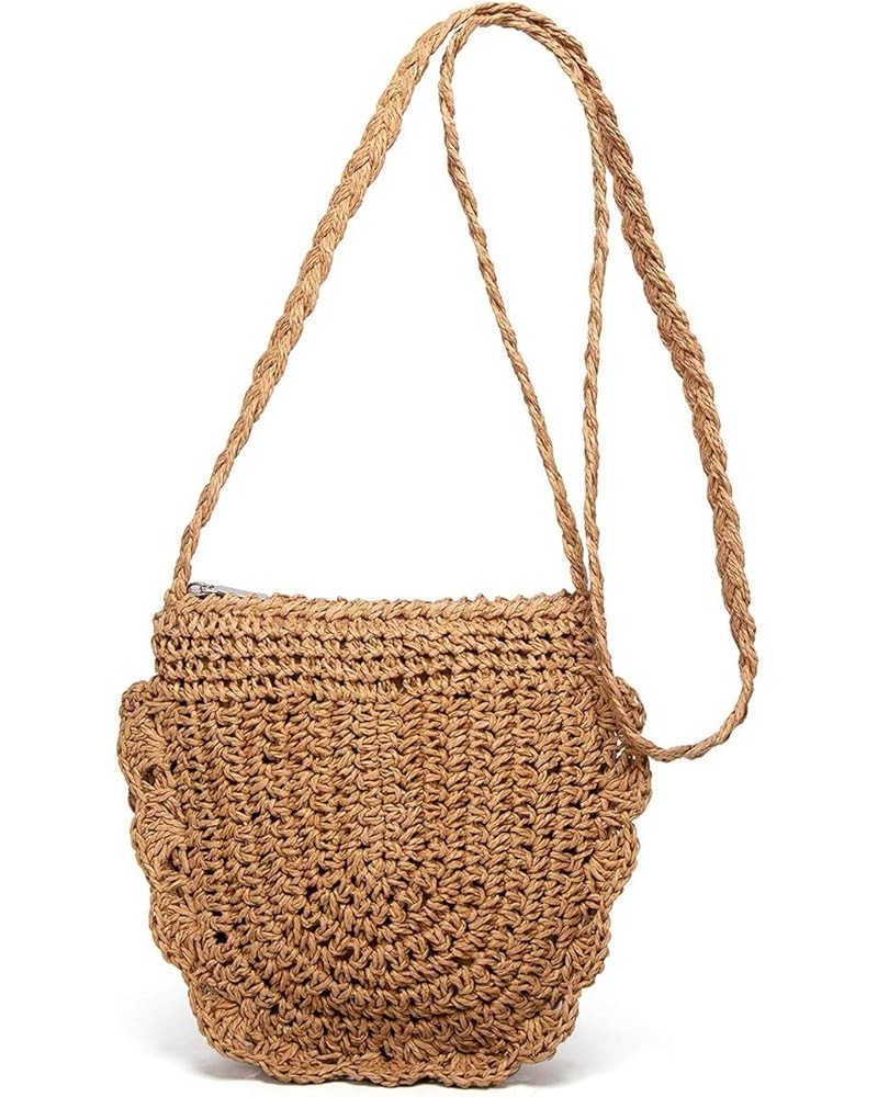 Straw Crossbody Bag Women Weave Shoulder Bag Round Summer Beach Purse and Handbags, Light Beige, Medium Brown 4 $25.11 Totes