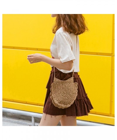 Straw Crossbody Bag Women Weave Shoulder Bag Round Summer Beach Purse and Handbags, Light Beige, Medium Brown 4 $25.11 Totes