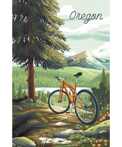 Oregon, Off To Wander, Cycling with Mountains (16x24 Giclee Gallery Art Print, Vivid Textured Wall Decor) $20.99 Totes