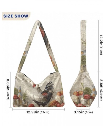 Cute Dog Stay Paw Sitive Women Shoulder Bag, Tote Bag with Zipper and Shoulder Strap, Autumn Handbags Rooster Tasty Yummy Kit...