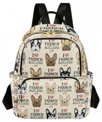 Women Backpack Pink Heart French Bulldog Anti-Theft Travel Backpack with Luggage Belt Lightweight Handbag Lady Purse Roomy Do...