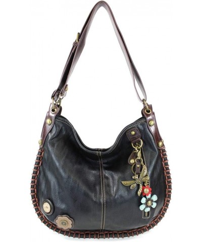 Handbags Charming Crossbody or Shoulder Convertible Large Purse - BLACK Metal Dragonfly-1 $34.32 Crossbody Bags