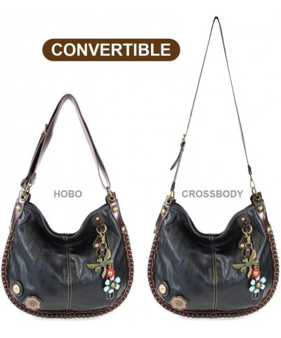 Handbags Charming Crossbody or Shoulder Convertible Large Purse - BLACK Metal Dragonfly-1 $34.32 Crossbody Bags