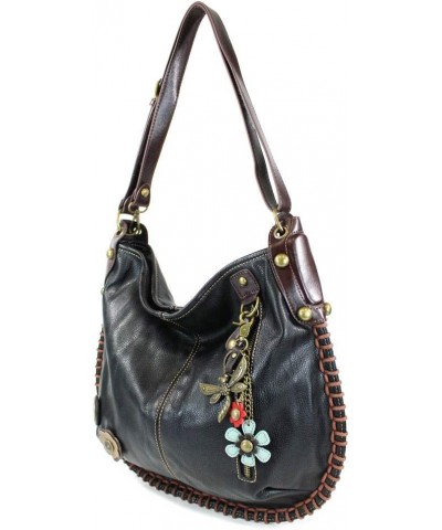 Handbags Charming Crossbody or Shoulder Convertible Large Purse - BLACK Metal Dragonfly-1 $34.32 Crossbody Bags