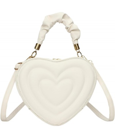 Women's Crossbody Bag Fashion Sweet Heart Shape Shoulder Bag Purse PU Leather Zipper Vintage Small Handbag White $10.80 Cross...