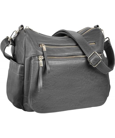 Women's Crossbody Shoulder Bag Roomy Multi Pockets Purse Handbag Travel Satchel Hobo Messenger Bag Dark Grey $13.05 Satchels