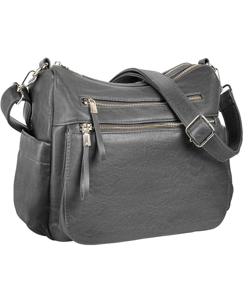 Women's Crossbody Shoulder Bag Roomy Multi Pockets Purse Handbag Travel Satchel Hobo Messenger Bag Dark Grey $13.05 Satchels