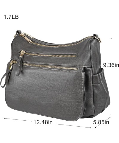 Women's Crossbody Shoulder Bag Roomy Multi Pockets Purse Handbag Travel Satchel Hobo Messenger Bag Dark Grey $13.05 Satchels