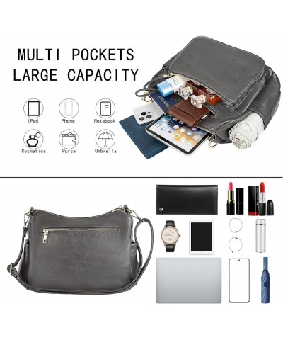 Women's Crossbody Shoulder Bag Roomy Multi Pockets Purse Handbag Travel Satchel Hobo Messenger Bag Dark Grey $13.05 Satchels