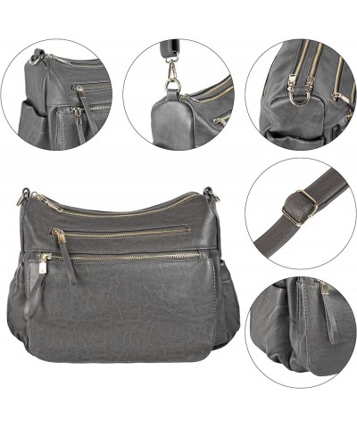 Women's Crossbody Shoulder Bag Roomy Multi Pockets Purse Handbag Travel Satchel Hobo Messenger Bag Dark Grey $13.05 Satchels