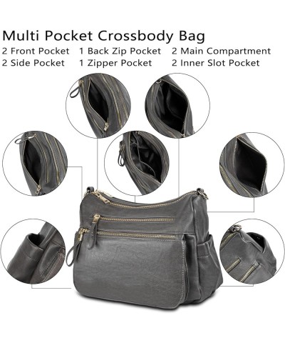 Women's Crossbody Shoulder Bag Roomy Multi Pockets Purse Handbag Travel Satchel Hobo Messenger Bag Dark Grey $13.05 Satchels