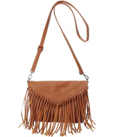 Women PU Leather Hobo Fringe Tassel Cross Body Bag Vintage Shoulder Handbag for Girls Brown $11.95 Hobo Bags