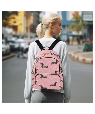 Women Backpack Valentines Dachshund White Heart Anti-Theft Travel Backpack with Luggage Belt Lightweight Handbag Lady Purse R...