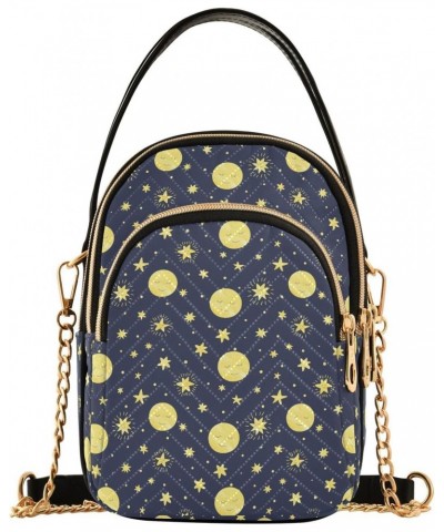 Moon and Stars Pattern Crossbody Bags for Women Multi Pocket Shoulder Handbags with Adjustable Strap $14.81 Crossbody Bags