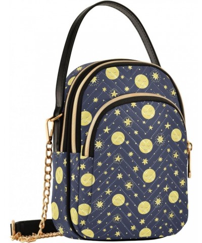 Moon and Stars Pattern Crossbody Bags for Women Multi Pocket Shoulder Handbags with Adjustable Strap $14.81 Crossbody Bags