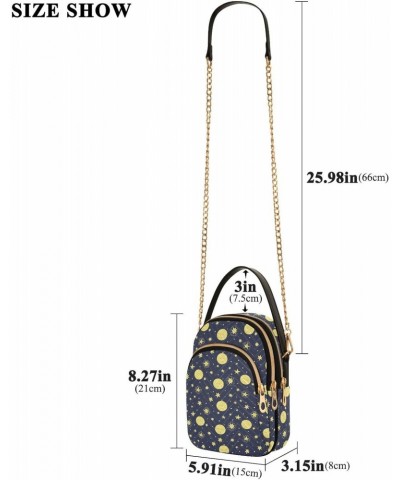 Moon and Stars Pattern Crossbody Bags for Women Multi Pocket Shoulder Handbags with Adjustable Strap $14.81 Crossbody Bags