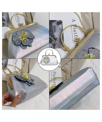 Women Vintage Sequin Handbag Clutch Evening Bag Purse Shoulder Bag Kiss Lock Top-Handle Satchel Chain Crossbody Bag Pink $32....