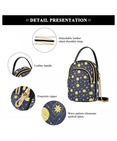 Moon and Stars Pattern Crossbody Bags for Women Multi Pocket Shoulder Handbags with Adjustable Strap $14.81 Crossbody Bags