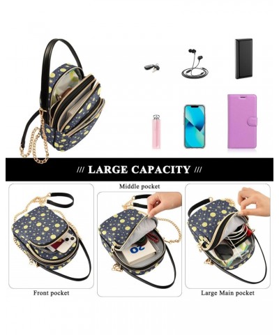 Moon and Stars Pattern Crossbody Bags for Women Multi Pocket Shoulder Handbags with Adjustable Strap $14.81 Crossbody Bags