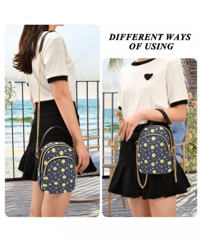 Moon and Stars Pattern Crossbody Bags for Women Multi Pocket Shoulder Handbags with Adjustable Strap $14.81 Crossbody Bags